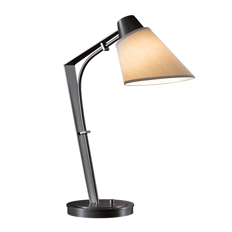 Edison Dark Smoke Metal Desk Lamp with Flax Shade