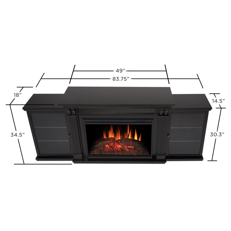Tracey 84" Black Wood Electric Fireplace TV Stand