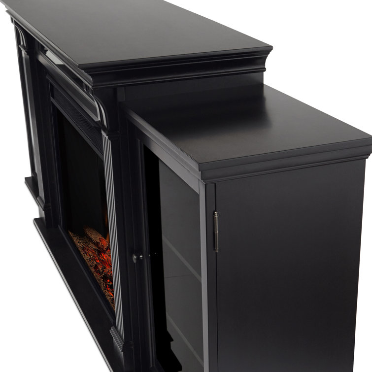 Tracey 84" Black Wood Electric Fireplace TV Stand