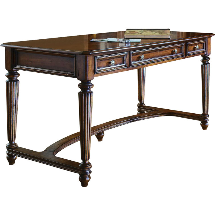 Traditional Brown Wood Home Office Desk with Power Outlet