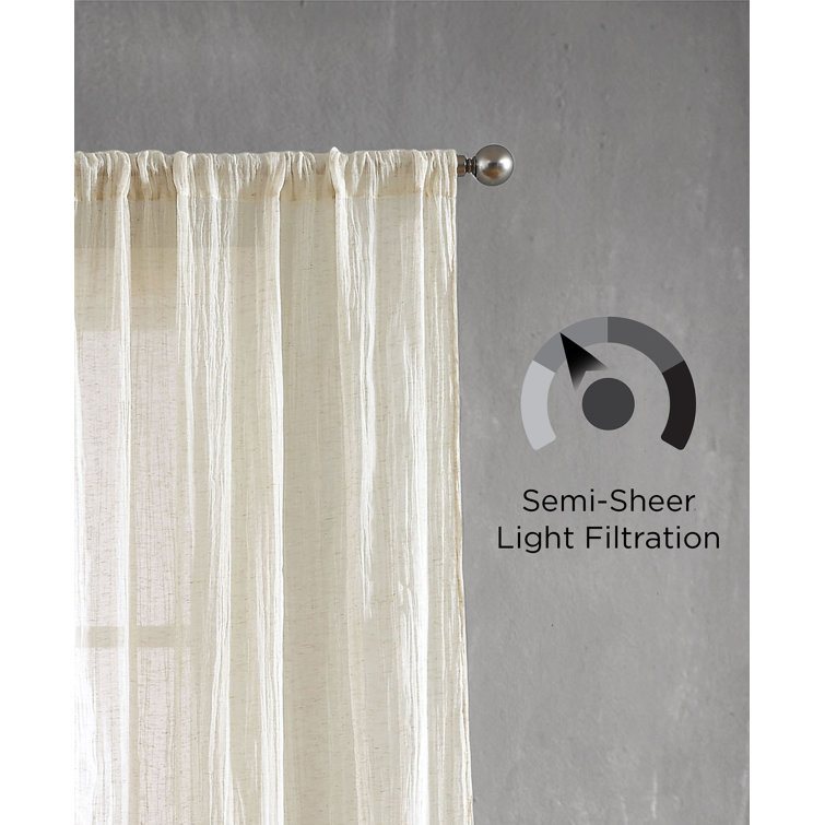 Natural Light-Filtering Linen Blend Curtain Panels, 50'' W x 96'' H