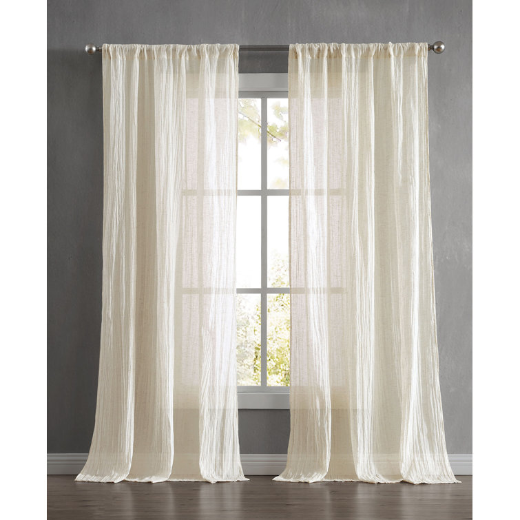 Natural Light-Filtering Linen Blend Curtain Panels, 50'' W x 96'' H