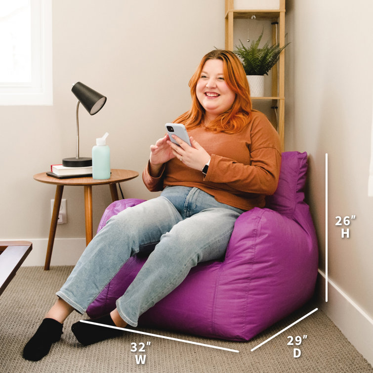 Radiant Orchid Polyester Bean Bag Chair with Drink Holder and Pocket