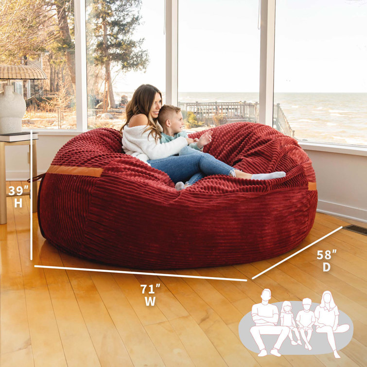 XXL Deep Terracotta Corduroy Bean Bag Chair with Removable Cover
