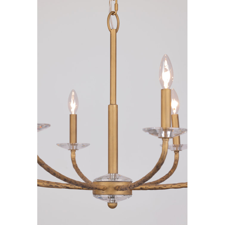 Ashen Gold 36" 8-Light Candle Style Chandelier with Crystal Accents