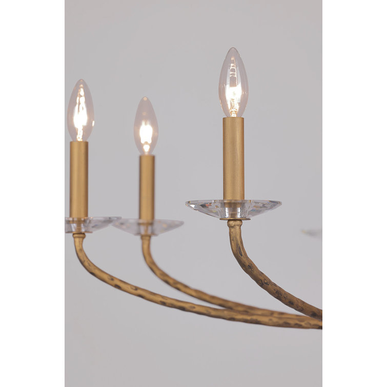 Ashen Gold 36" 8-Light Candle Style Chandelier with Crystal Accents