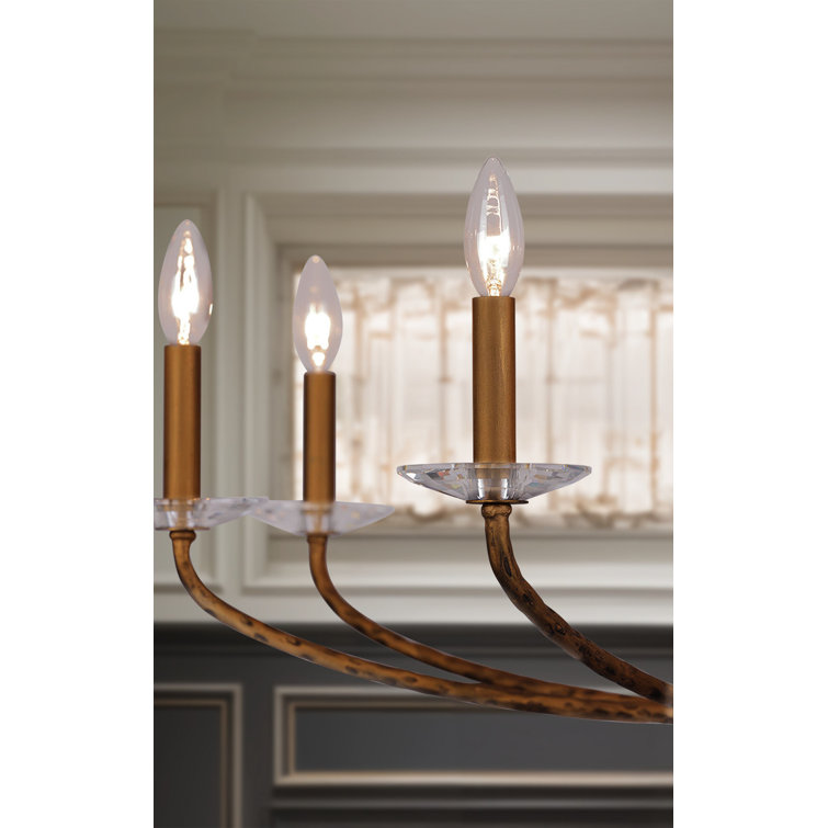 Ashen Gold 36" 8-Light Candle Style Chandelier with Crystal Accents