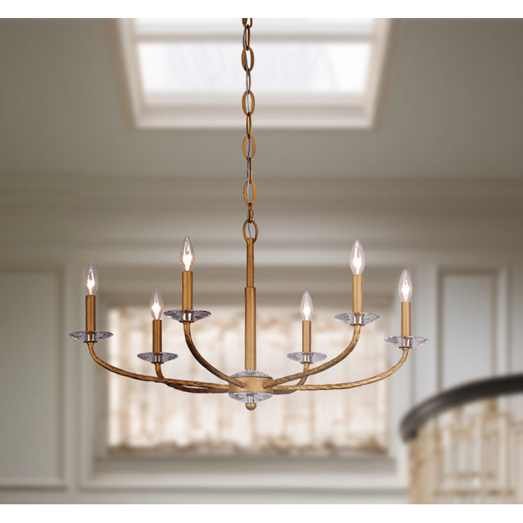 Ashen Gold 6-Light Chandelier with Clear Crystal Accents