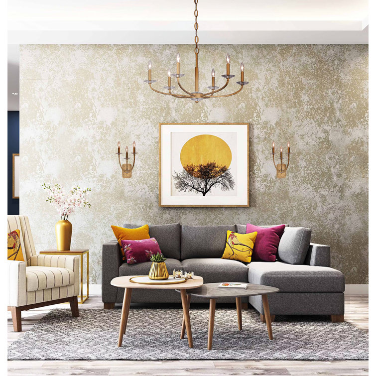 Ashen Gold 6-Light Chandelier with Clear Crystal Accents