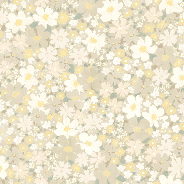 Yellow Floral Self-Adhesive Repositionable Wallpaper Roll