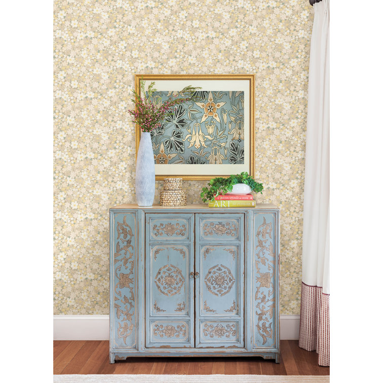 Yellow Floral Self-Adhesive Repositionable Wallpaper Roll