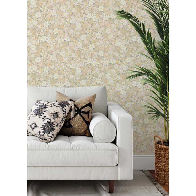 Yellow Floral Self-Adhesive Repositionable Wallpaper Roll