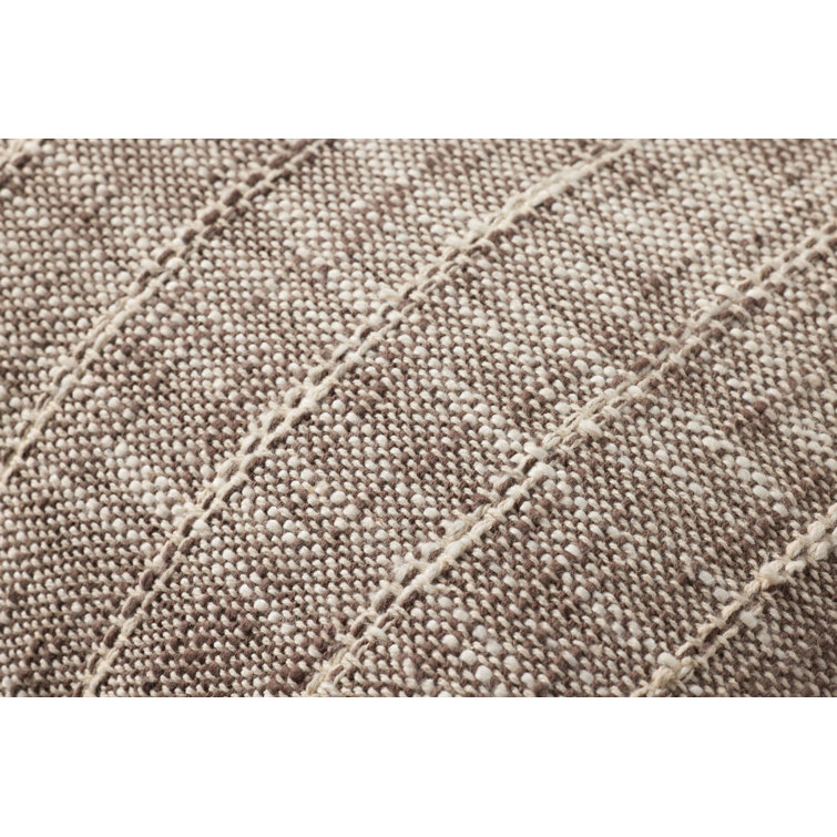 Brown and Beige Cotton Rectangular Lumbar Pillow