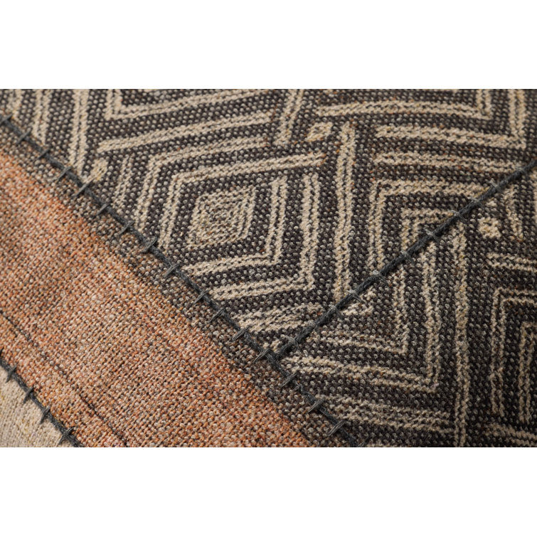 Earth-Toned Geometric Pattern Square Throw Pillow