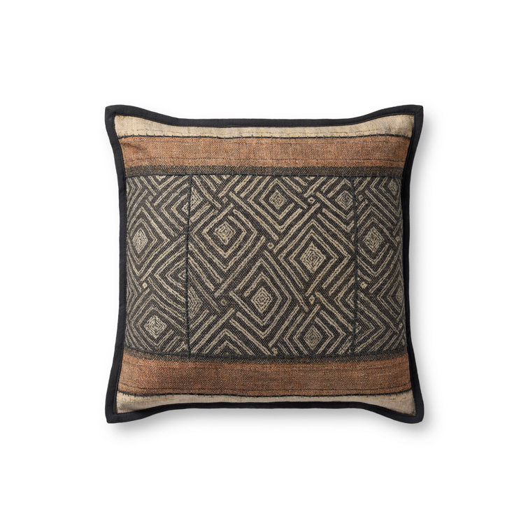 Earth-Toned Geometric Pattern Square Throw Pillow