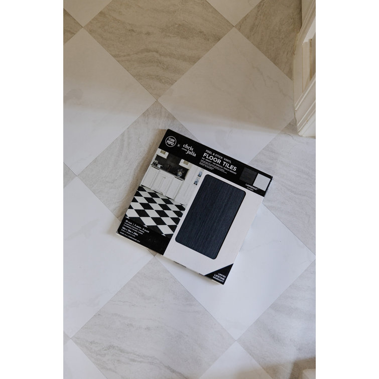 Lawrence Black and White Vinyl Peel and Stick Floor Tiles