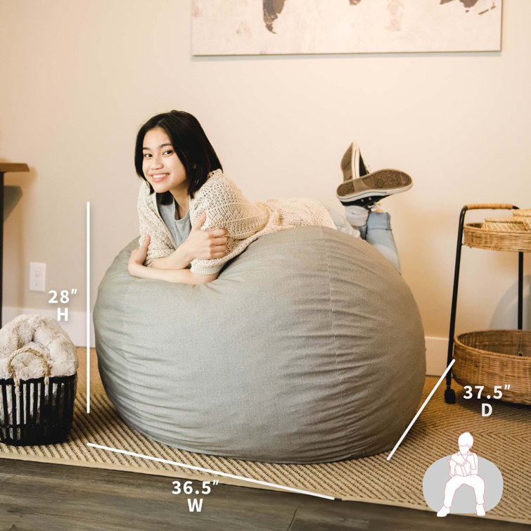 Fog Gray Medium Foam Filled Bean Bag Chair with Removable Cover