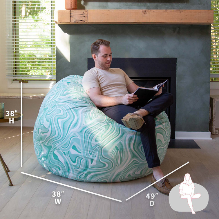 Groovy Green 4-Foot Foam Filled Bean Bag Chair with Removable Cover