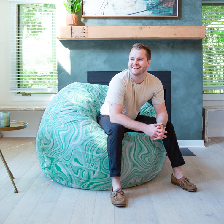 Groovy Green 4-Foot Foam Filled Bean Bag Chair with Removable Cover