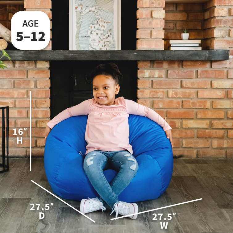 Sapphire Blue Polyester Bean Bag Chair with Removable Cover