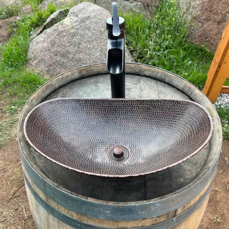 Hand-Hammered Oval Copper Vessel Sink in Brushed Sedona