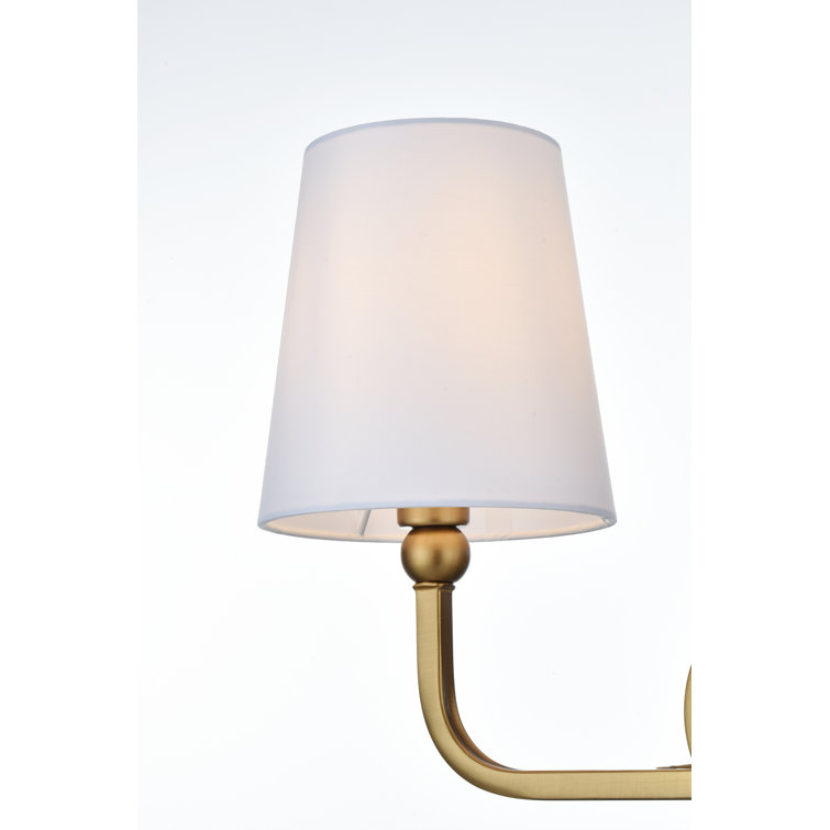 Gold Iron 3-Light Dimmable Vanity Light with White Shades