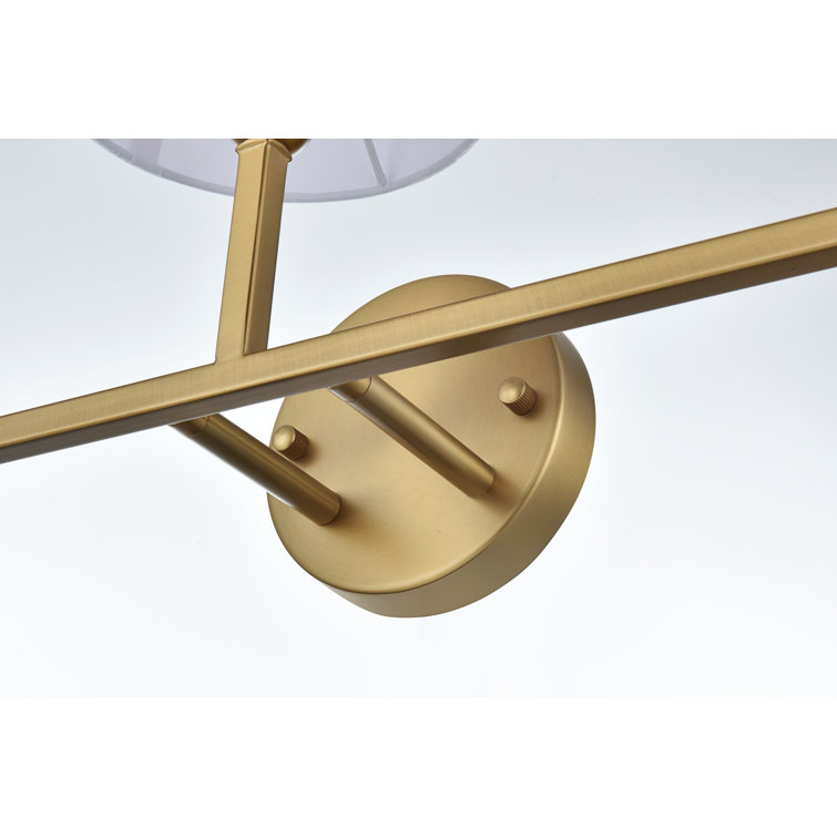 Gold Iron 3-Light Dimmable Vanity Light with White Shades