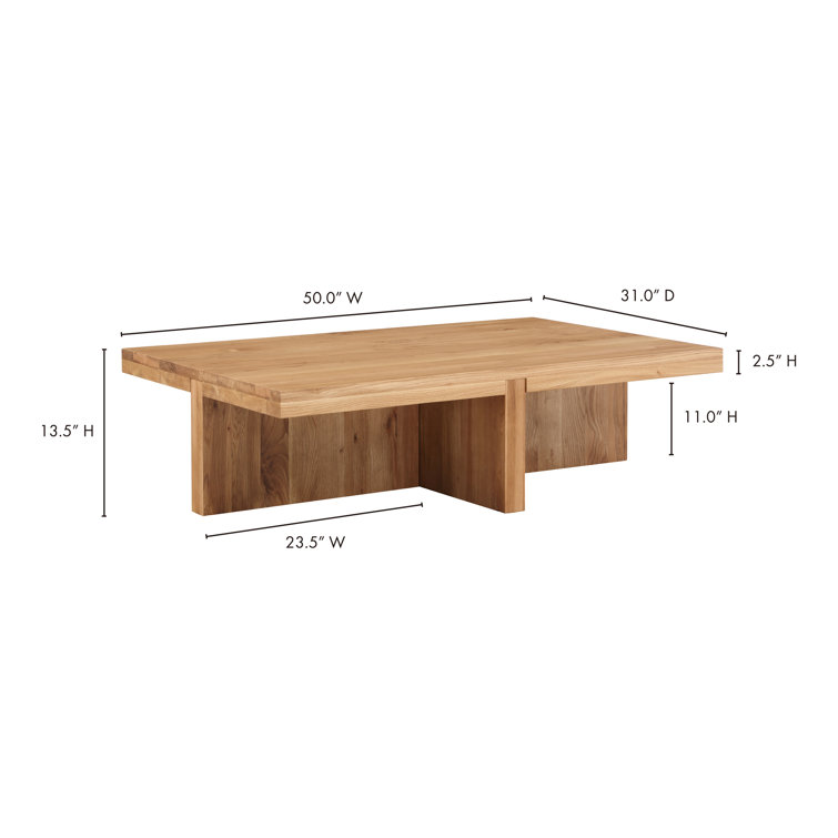 Natural Oak Rectangular Contemporary Coffee Table