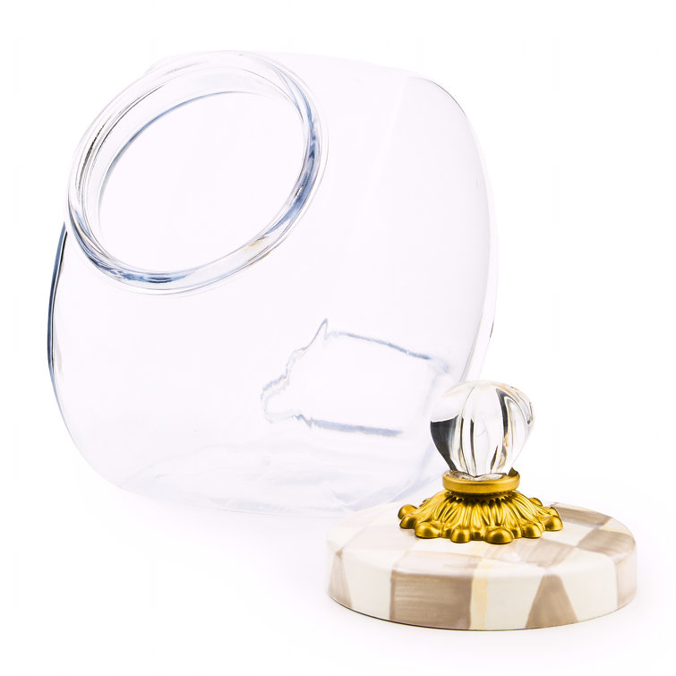 Clear Glass Half-Gallon Jar with Mocha Check Lid
