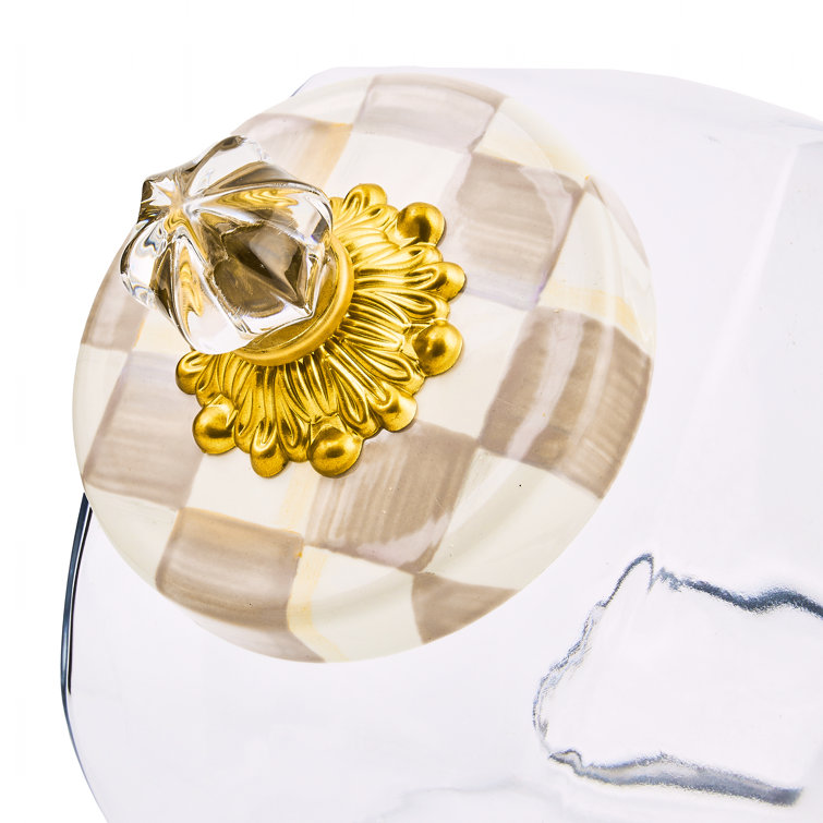 Clear Glass Half-Gallon Jar with Mocha Check Lid