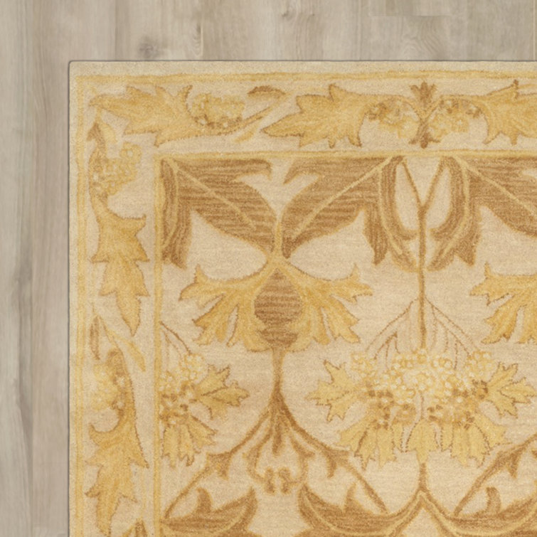 Antiquity Beige and Gold Hand-Tufted Wool Runner Rug