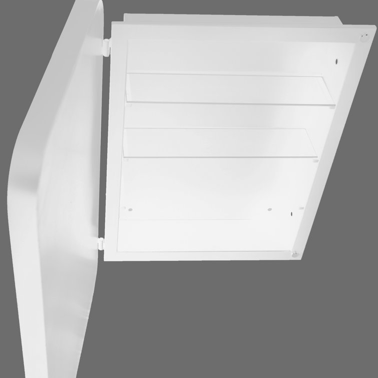 White Metal Medicine Cabinet with Mirror and Adjustable Shelves