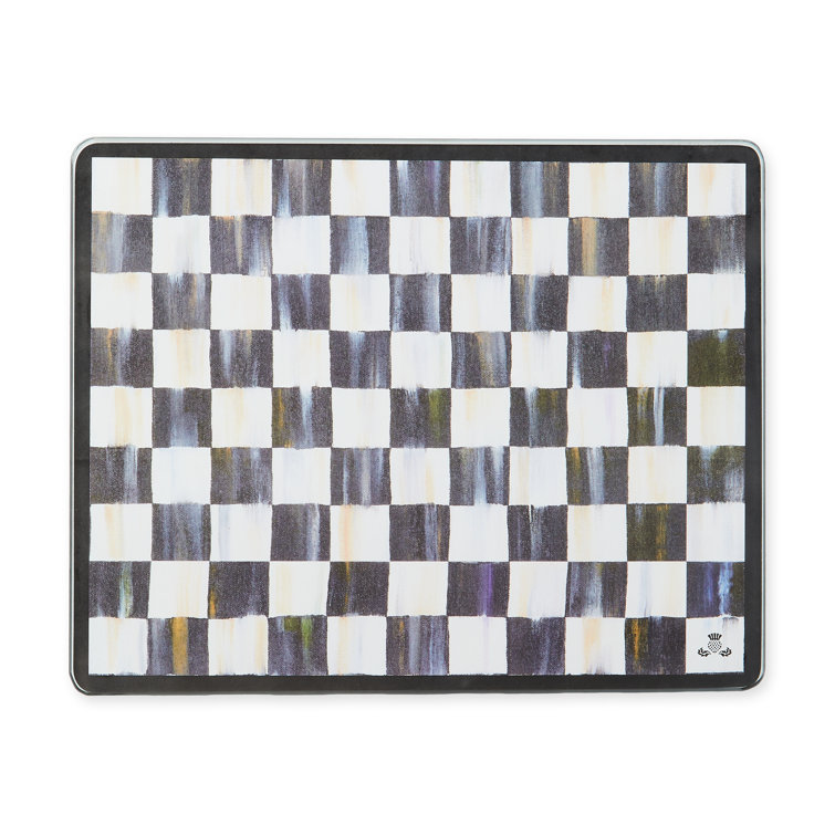 Black and White Checkered Tempered Glass Cutting Board Set