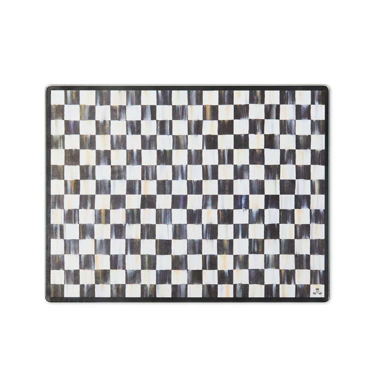 Black and White Checkered Tempered Glass Cutting Board Set