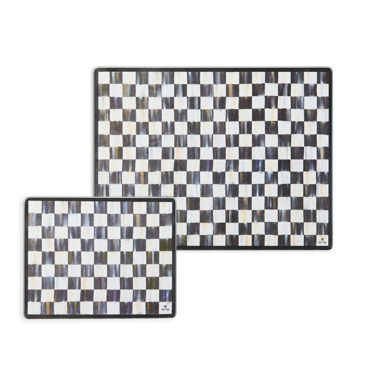 Black and White Checkered Tempered Glass Cutting Board Set