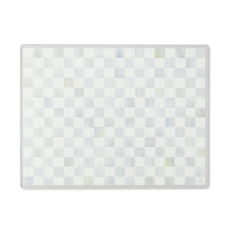 Sterling Check Gray and White Tempered Glass Cutting Board Set