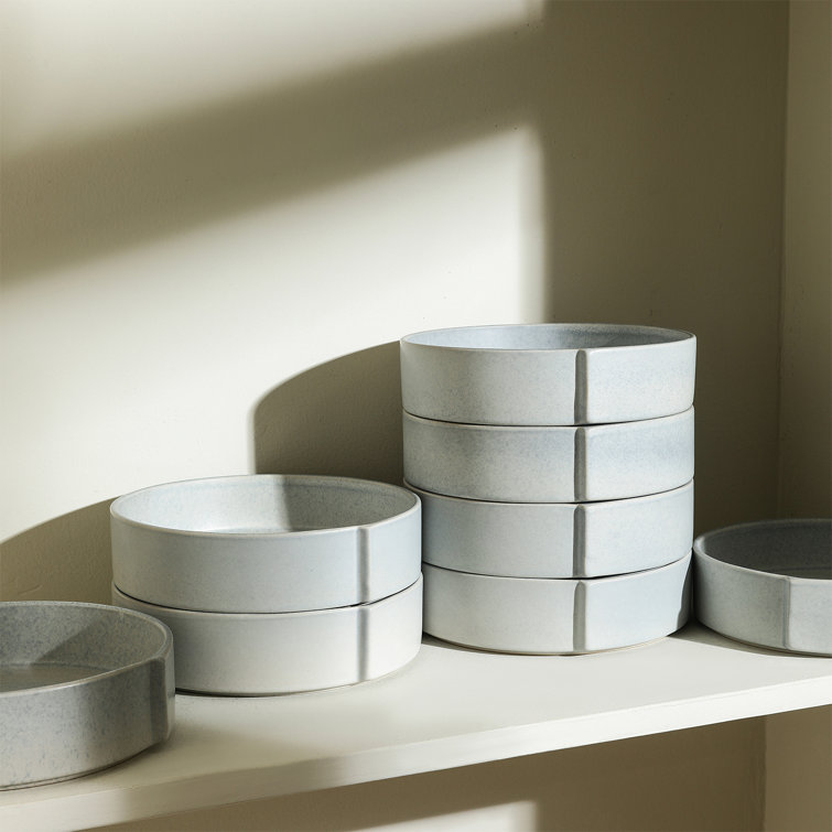 Bao 7.6" Blue-Grey Ceramic Modern Pasta Bowl Set