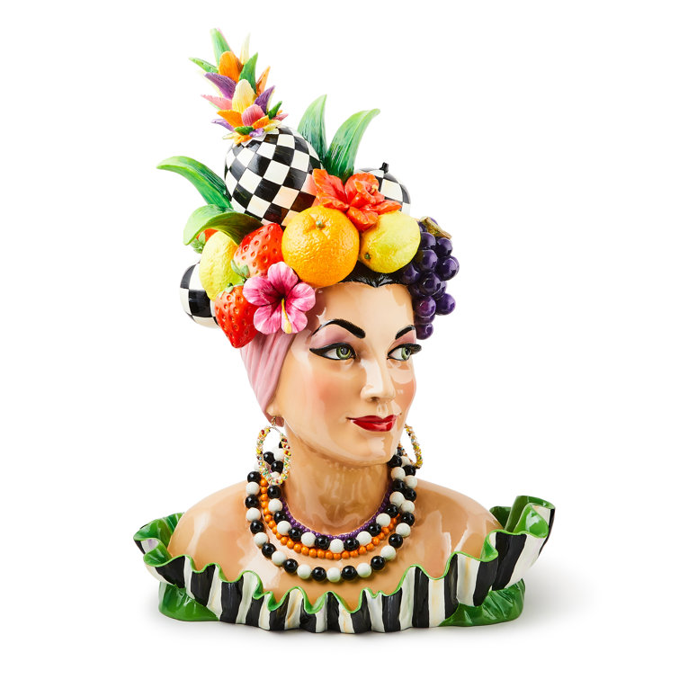 Handmade Colorful Resin Lady Figurine with Fruit Hat
