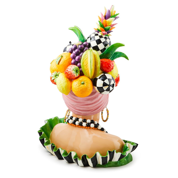 Handmade Colorful Resin Lady Figurine with Fruit Hat