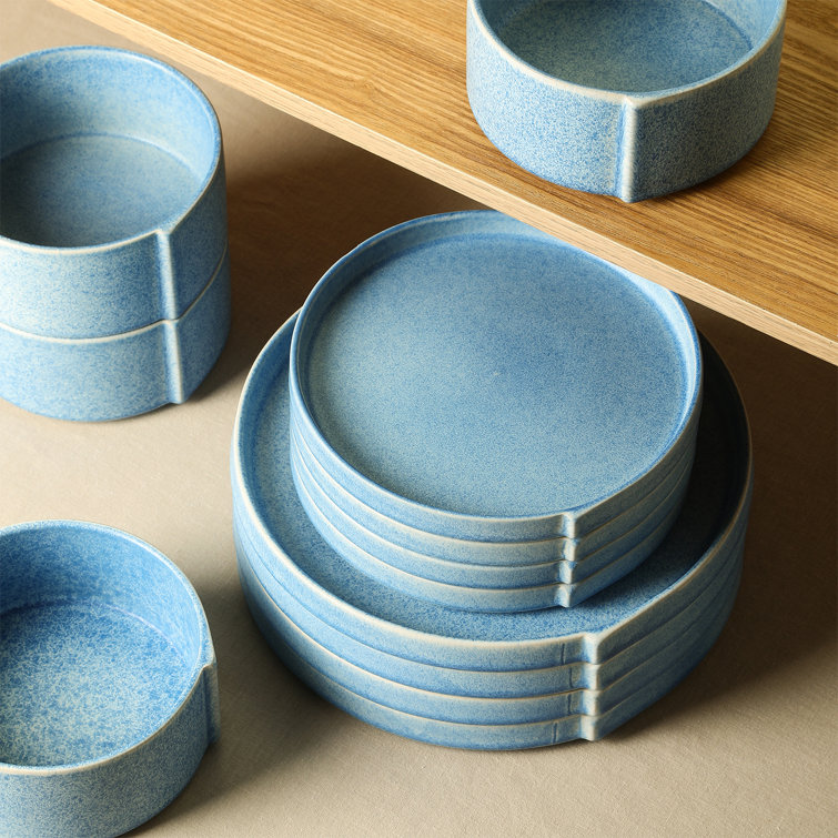 Bao Blue Ceramic 12-Piece Dinnerware Set for Four