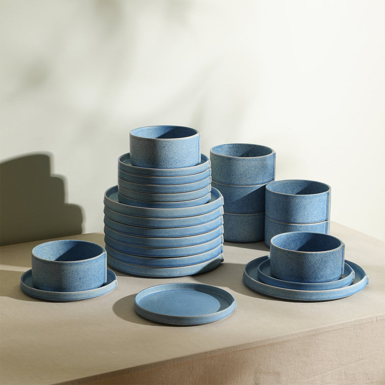 Bao Blue Ceramic 12-Piece Dinnerware Set for Four