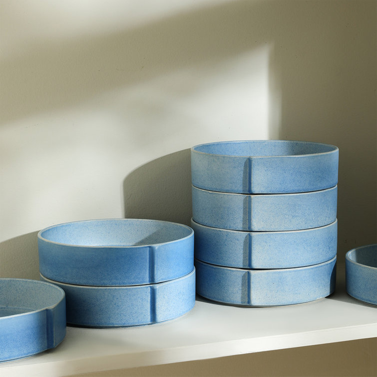 Bao Blue Ceramic Modern 4-Piece Pasta Bowl Set