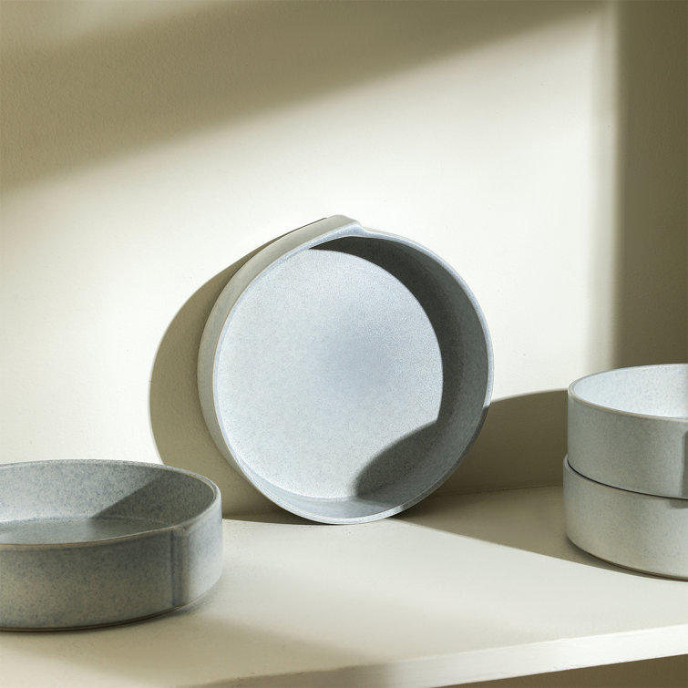 Bao 7.6" Blue-Grey Ceramic Modern Pasta Bowl Set
