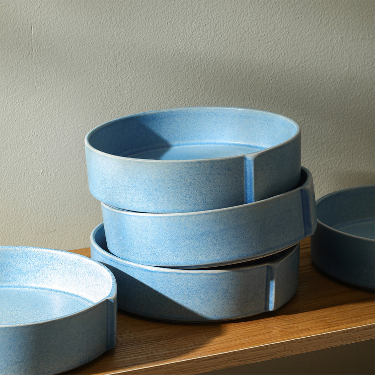 Bao Blue Ceramic Modern 4-Piece Pasta Bowl Set