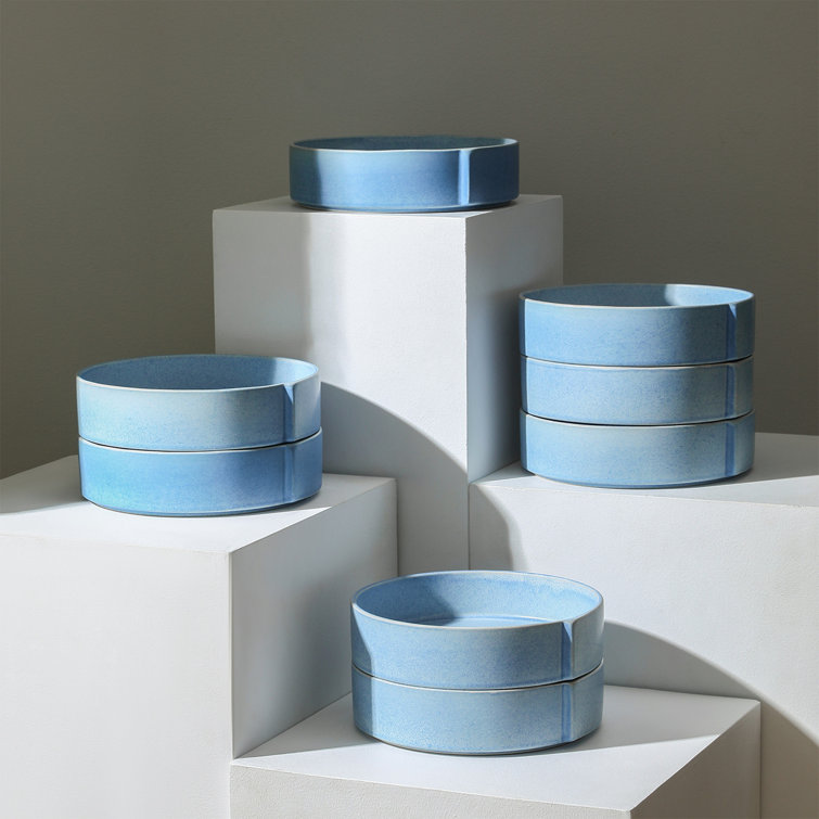 Bao Blue Ceramic Modern 4-Piece Pasta Bowl Set