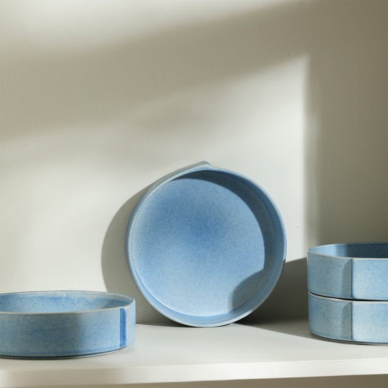 Bao Blue Ceramic Modern 4-Piece Pasta Bowl Set