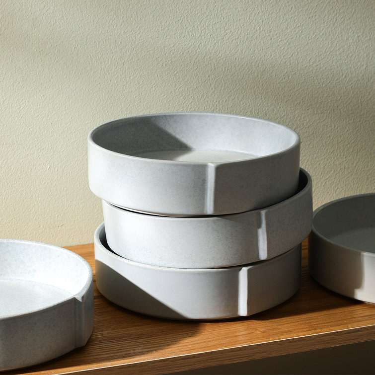 Bao 7.6" Blue-Grey Ceramic Modern Pasta Bowl Set