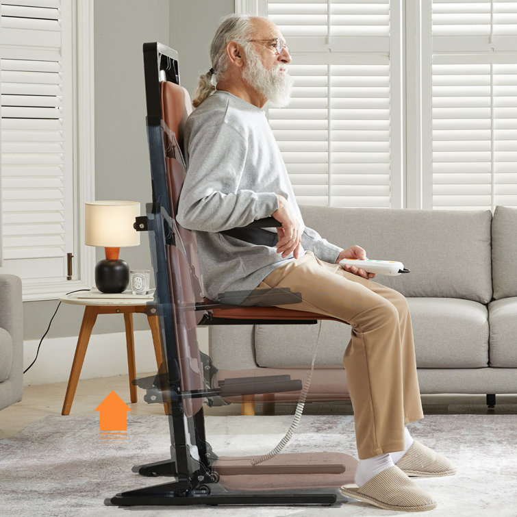 Brown PU Leather Electric Lift Chair with Carbon Steel Frame