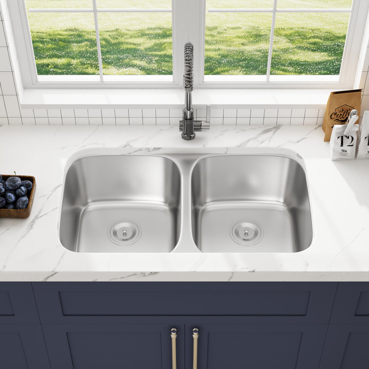 32 Inch Stainless Steel Double Bowl Undermount Kitchen Sink