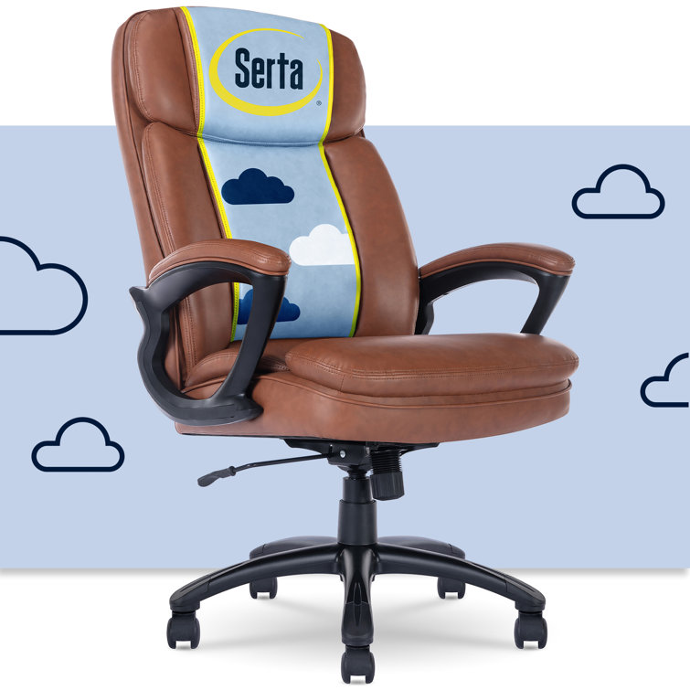 Cognac Faux Leather High Back Executive Swivel Chair